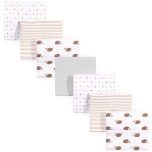 Hudson Baby Infant Cotton Flannel Receiving Blankets Bundle, Hedgehog, One Size - 1 of 2