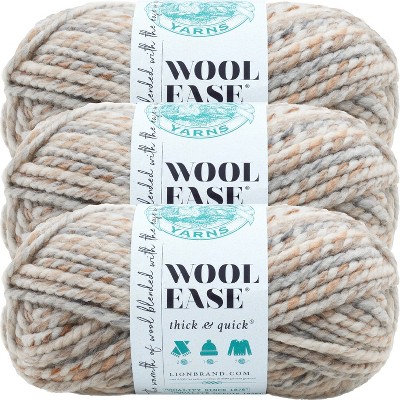 (3 Pack) Lion Brand Wool-Ease Thick & Quick Yarn - Fossil