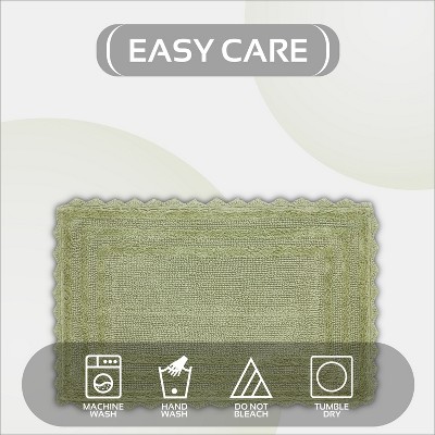 Sage Green Cotton Tufted Reversible Crochet Bath Rug 24" x 40"