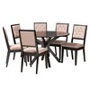 Baxton Studio Mana Modern Sand Fabric and Dark Brown Finished Wood 7-Piece Dining Set - 2 of 4