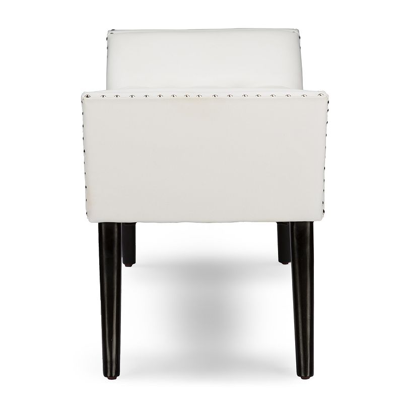 Tamblin Modern And Contemporary Faux Leather Upholstered Large Ottoman Seating Bench - White - Baxton Studio, 4 of 7