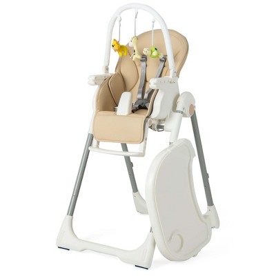 Image of Babyjoy Foldable High Chair Baby Feeding Chair with 7 Adjustable Heights Yellow