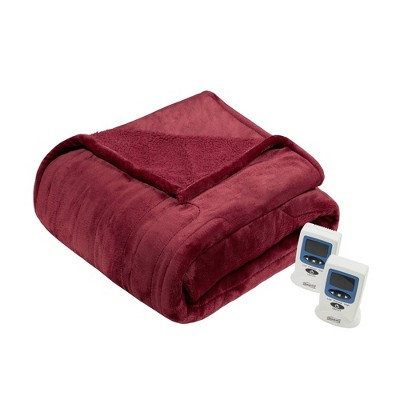 King Microlight Berber Electric Heated Blanket Red