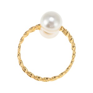 Unique Bargains Napkin Rings Faux Pearls Stainless Steel Gold Tone 1 Pc - 1 of 3