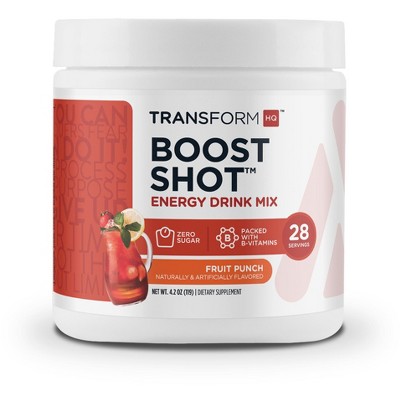 TransformHQ Boost Shot Energy Drink Mix - Fruit Punch, 28 Servings