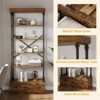 Jojoka 5-Tier 81" Tall Rustic Bookshelf with Metal Frame & Storage Drawer – Vintage Open Bookcase for Living Room, Office, Bedroom, Library - 3 of 4
