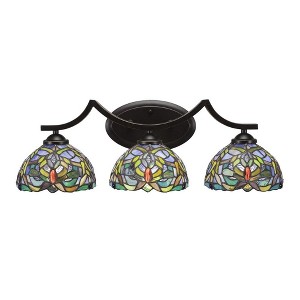 Toltec Lighting Zilo 3 - Light Vanity in  Dark Granite with 7" Kaleidoscope Art Glass Shade - 1 of 1