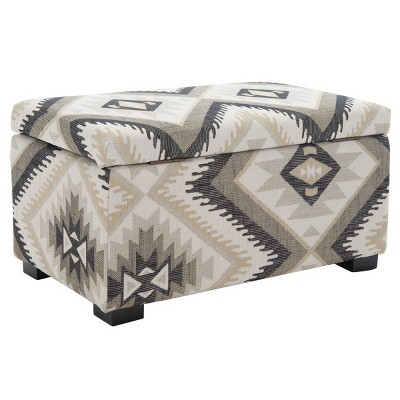 Small Tribal Design Linen Storage Bench with Birch Wood