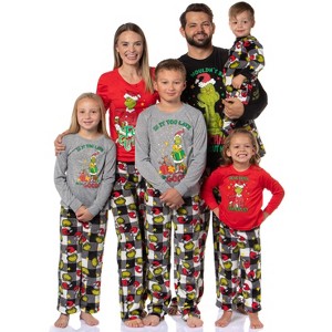 Seven Times Six Dr Seuss The Grinch Who Stole Christmas White Buffalo Plaid Matching Family Pajama Set Multicoloured - 1 of 4