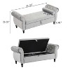 CAVINAS Storage Bench for Bedroom,Rectangular Velvet Fabric Storage Ottoman Bench with 1 Pillow for Living Room,Bedroom,Beige/Gray - 3 of 4