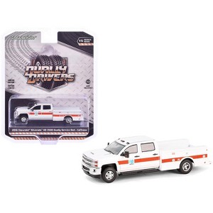 2016 Chevrolet Silverado 3500 HD Dually Service Truck "CalTrans" White with Orange Stripes  1/64 Diecast Model Car by Greenlight - 1 of 4