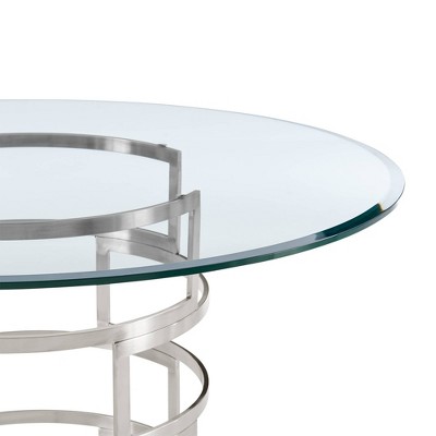 Diaz 48" Round Glass Dining Table with Stainless Steel Base