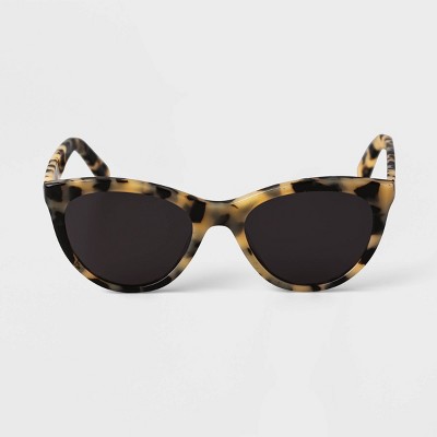 Women's Tortoise Print Acetate Cat Eye Sunglasses - A New Day™ Beige