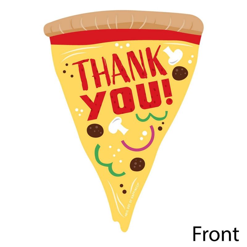 Big Dot of Happiness Pizza Party Time - Shaped Thank You Cards - Baby Shower or Birthday Party Thank You Note Cards with Envelopes - Set of 12, 3 of 8