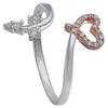 Women's Heart and Vine Ring with Clear Pave Cubic Zirconia in Sterling Silver - Clear/Rose - image 2 of 2