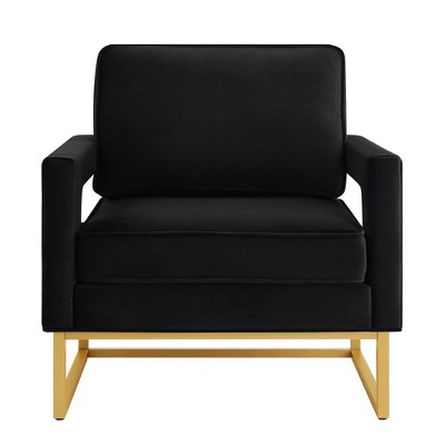 Velvet Accent Chair, Sofa Chair With Open Armrests, Metal Base, High Density Foam Modern Upholstered Sofa Chair For Living Room, Office, Waiting Room