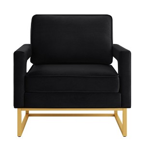 Velvet Accent Chair, Sofa Chair With Open Armrests, Metal Base, High Density Foam Modern Upholstered Sofa Chair For Living Room, Office, Waiting Room - 1 of 4