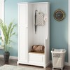 Vynxaria Hall Trees: White Minimalist Entryway Organizer with Flip-Up Bench and Adjustable Shelves - 3 of 4