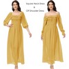 Anna-Kaci Women's Smocked Long Sleeve Swiss Dot Lined Maxi Tie Neck Square Detail Dress - 4 of 4