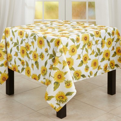 Sunflower Print Rectangular Summer Fabric Tablecloth