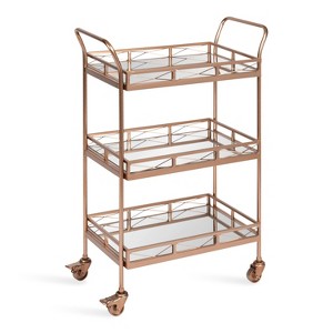 Kate and Laurel Ketia Rectangle Metal Bar Cart, 23x13x35, Rose Gold - 1 of 4