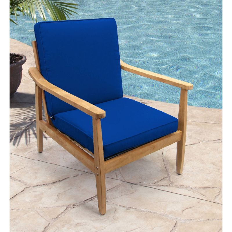 Outdoor Boxed Edge Dining Chair Cushion In Sunbrella Canvas Pacific Blue - Jordan Manufacturing, 4 of 5