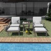 HAPPATIO 5 Piece Aluminum Outdoor Patio Furniture Set, Patio Chairs with Ottomans and Side Table, Patio Conversation Set for Porch Garden (Gray) - 2 of 4
