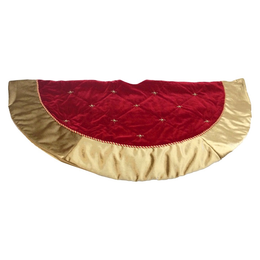 UPC 086131245442 product image for 52 Velvet with Hand Beading Decorative Tree Skirt, Red | upcitemdb.com