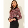 INSPIRE CHIC Women's Elegant Plaid Tweed Work Office Outwear Short Blazer - 2 of 4