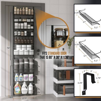 Home-Complete Over The Door Black Organizer 9-Tier Hanging Wall Organizer: Metal Kitchen Storage, 74" Height, 17.7" Depth — фото 4