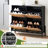 Rattan Shoe Storage Cabinet, Entryway Shoe Cabinet with 4 Flip Doors, Freestanding Shoe Rack with 3 Position Adjusted and Removable Shelves for - 3 of 4