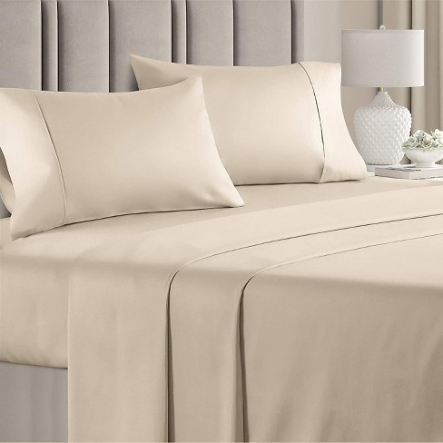 Cgk Linens 4 Piece 100% Cotton 400 Thread Count Sheet Set In Cream ...