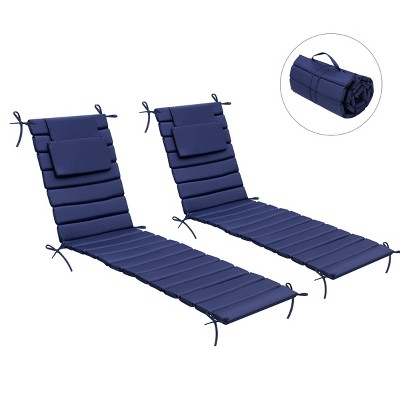 Crestlive Products 80 inch Patio Chaise Lounge Chairs Cushion 22D Sponge 220gsm Polyester Fabric