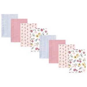 Hudson Baby Girls Cotton Poly Flannel Burp Cloths 8-Pack, One Size - 1 of 4