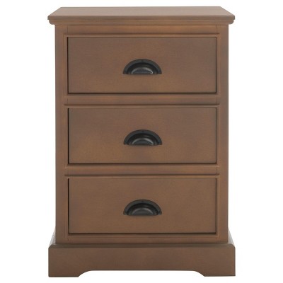 Transitional Beige Pine 3-Drawer Rectangular Side Table