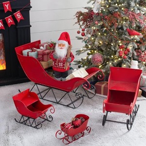Whisen 39x17.7x22"H Iron Sleigh Large, Distressed Christmas Santa Sleigh Holiday Decoration - 1 of 4