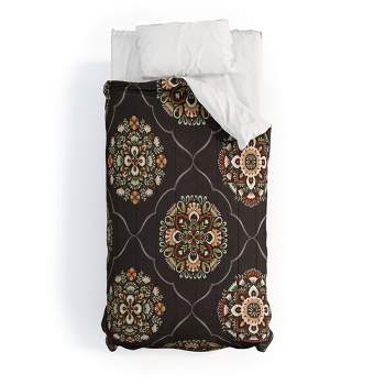 3pc Queen Ivy Mandalas Cotton Duvet & Sham Set Black/White - Deny Designs
