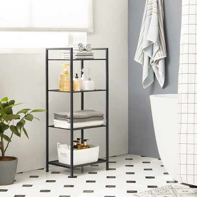 Songmics 4-tier Storage Rack Bathroom Shelf Extendable Plant Steel Stand With Adjustable Shelf ...