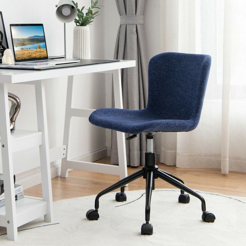 Costway Mid Back Armless Office Chair Adjustable Swivel Linen Task Chair, 2 of 11