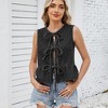 Coolmee Women's Tie Front Denim Vest V Neck Ruffle Hem Sleeveless Peplum Jean Top Shirt - 4 of 4