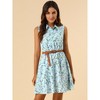 INSPIRE CHIC Women's Floral Sleeveless Half Placket Mini Belted Summer Dress - 3 of 4