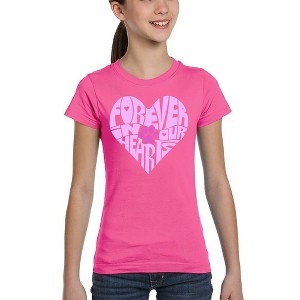 LA Pop Art Forever In Our Hearts - Girl's Word Art T-Shirt - 1 of 4