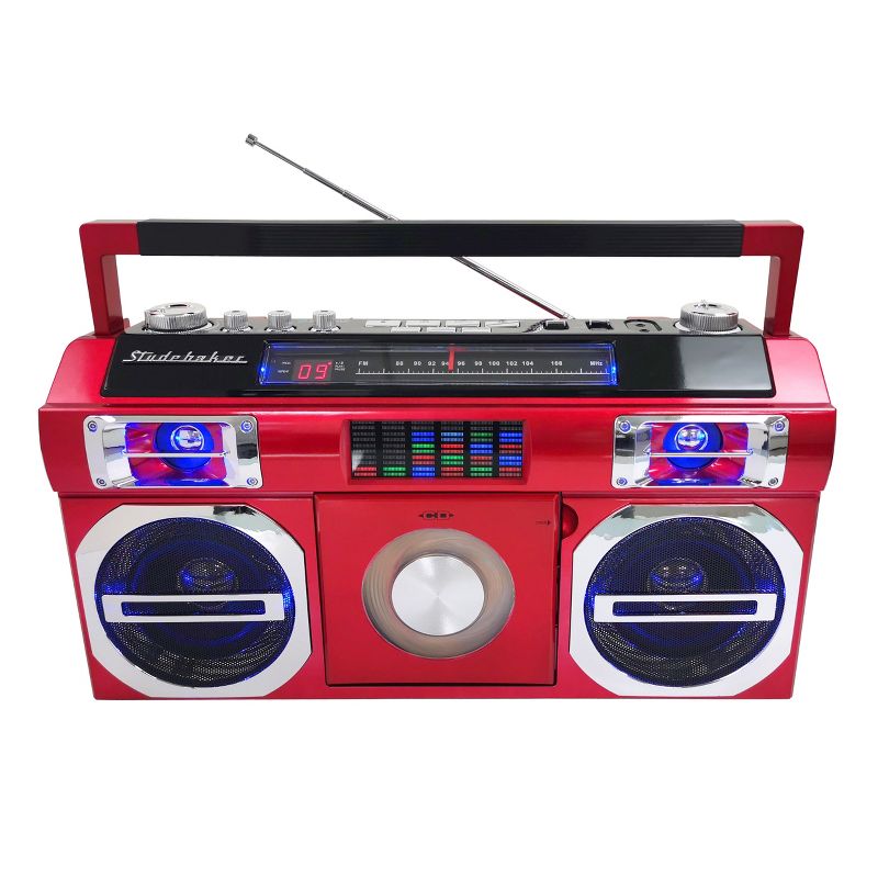 Studebaker SB2145 80's Retro Street Portable Bluetooth Boombox with FM Radio, CD Player, LED EQ and 10 Watts RMS Power, 4 of 6