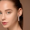 EVERLY JEWELRY | Sterling Silver 7 - 7.5 MM Cultured Freshwater Pearl and 2 1/3 CT TGW Created Blue Sapphire Linear Drop Earrings - 4 of 4