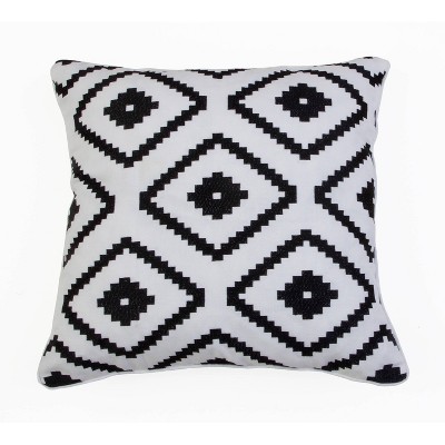 18"x18" Allister Aztec Embroidered Throw Pillow Black/White - Decor Therapy