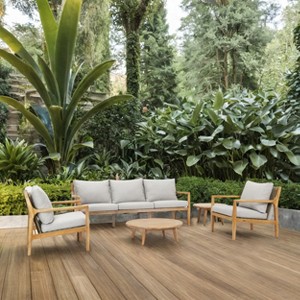 Moda Furnishings 5 - Piece Acacia Wood Patio Outdoor Conversation Set With Cushions - 1 of 4