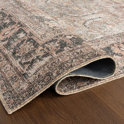 Light Brown Rectangular Synthetic 4' x 6' Vintage Medallion Rug