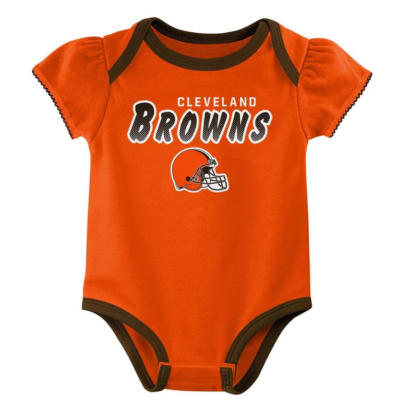 NFL Cleveland Browns Baby Girls&#39; Onesies 3pk Set, 3 of 5