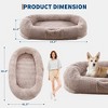 Human Dog Bed with Faux Fur, 65"x41"x12" Egg-Crate Orthopedic Foam, Removable Cover, Handle & Side Pocket for Adults & Pets - 2 of 4