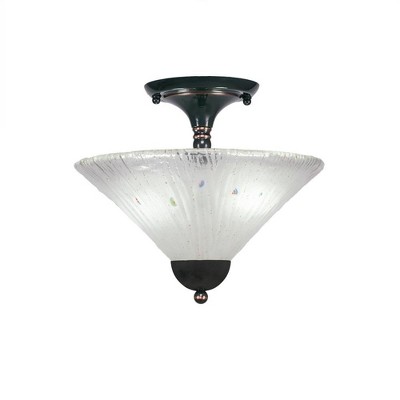 Toltec Lighting Any 2 - Light Flush Mount in  Black Copper with 12" Frosted Crystal Shade